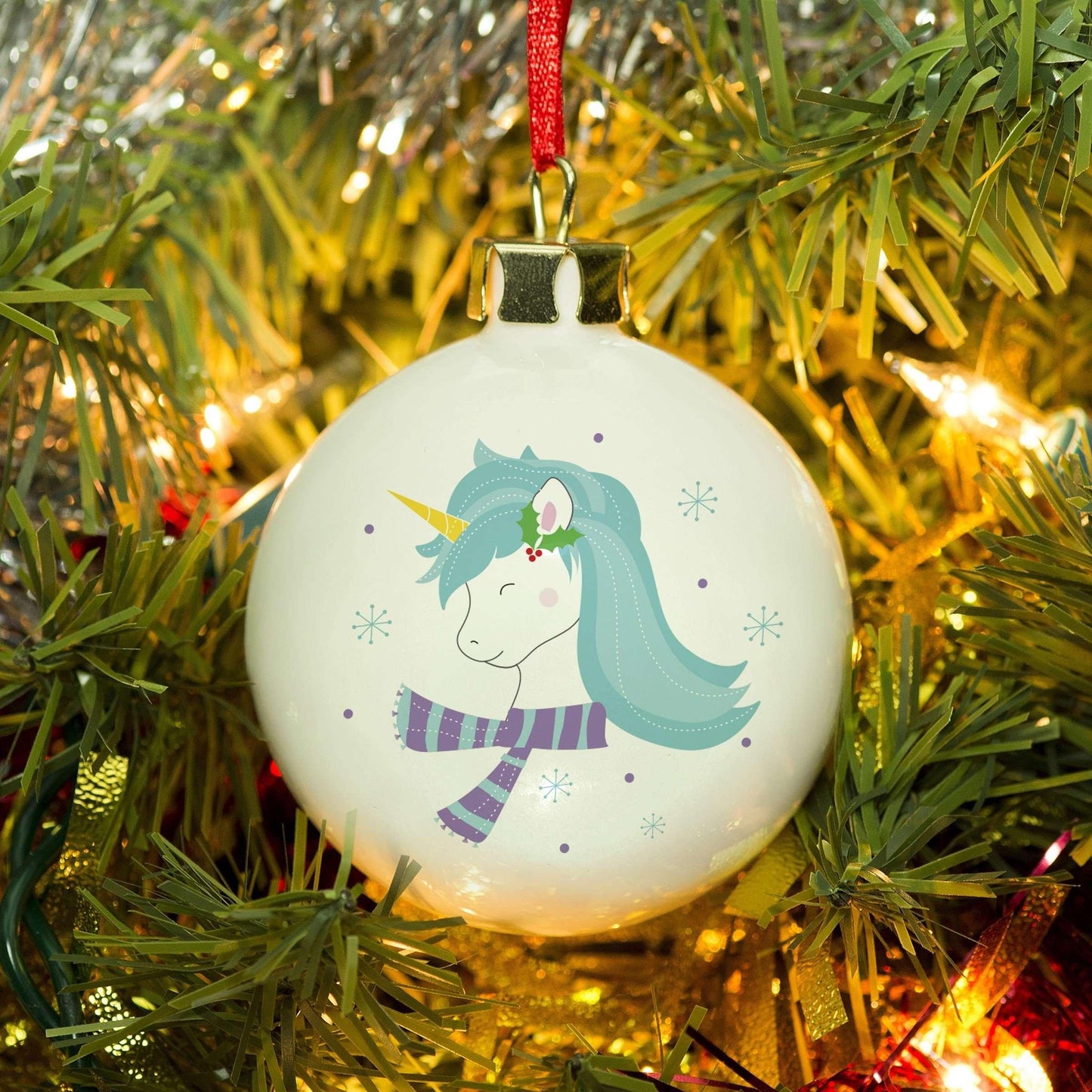 Personalised Magical Christmas Unicorn Bone China Bauble - Myhappymoments.co.uk