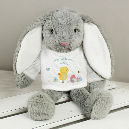 Personalised Easter Meadow Bunny Rabbit In T-Shirt Soft Toy