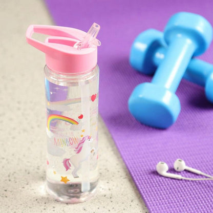 Unicorn Water Bottle with Flip Straw 500ml - Myhappymoments.co.uk