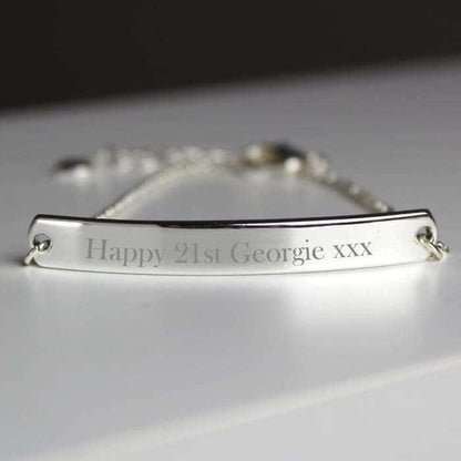 Personalised Silver Tone Identity Bracelet - Myhappymoments.co.uk