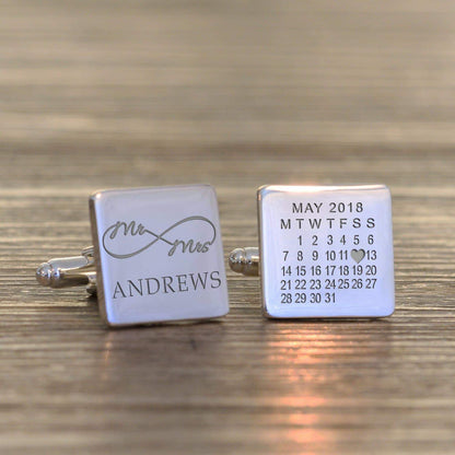 Personalised Mr & Mrs Infinity Cufflinks - Myhappymoments.co.uk