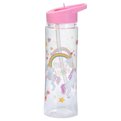 Unicorn Water Bottle with Flip Straw 500ml - Myhappymoments.co.uk