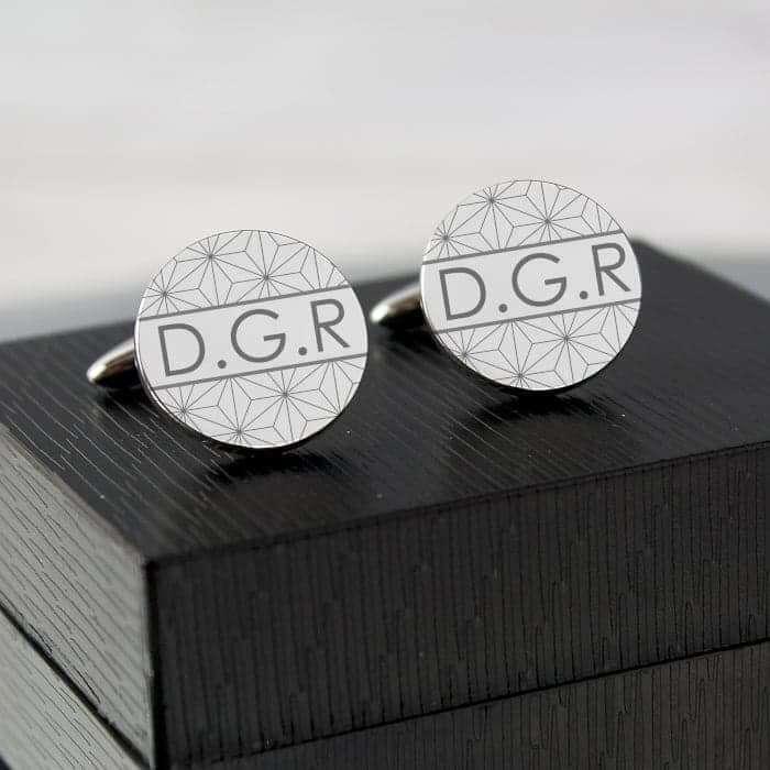 Personalised Geometric Round Cufflinks - Myhappymoments.co.uk