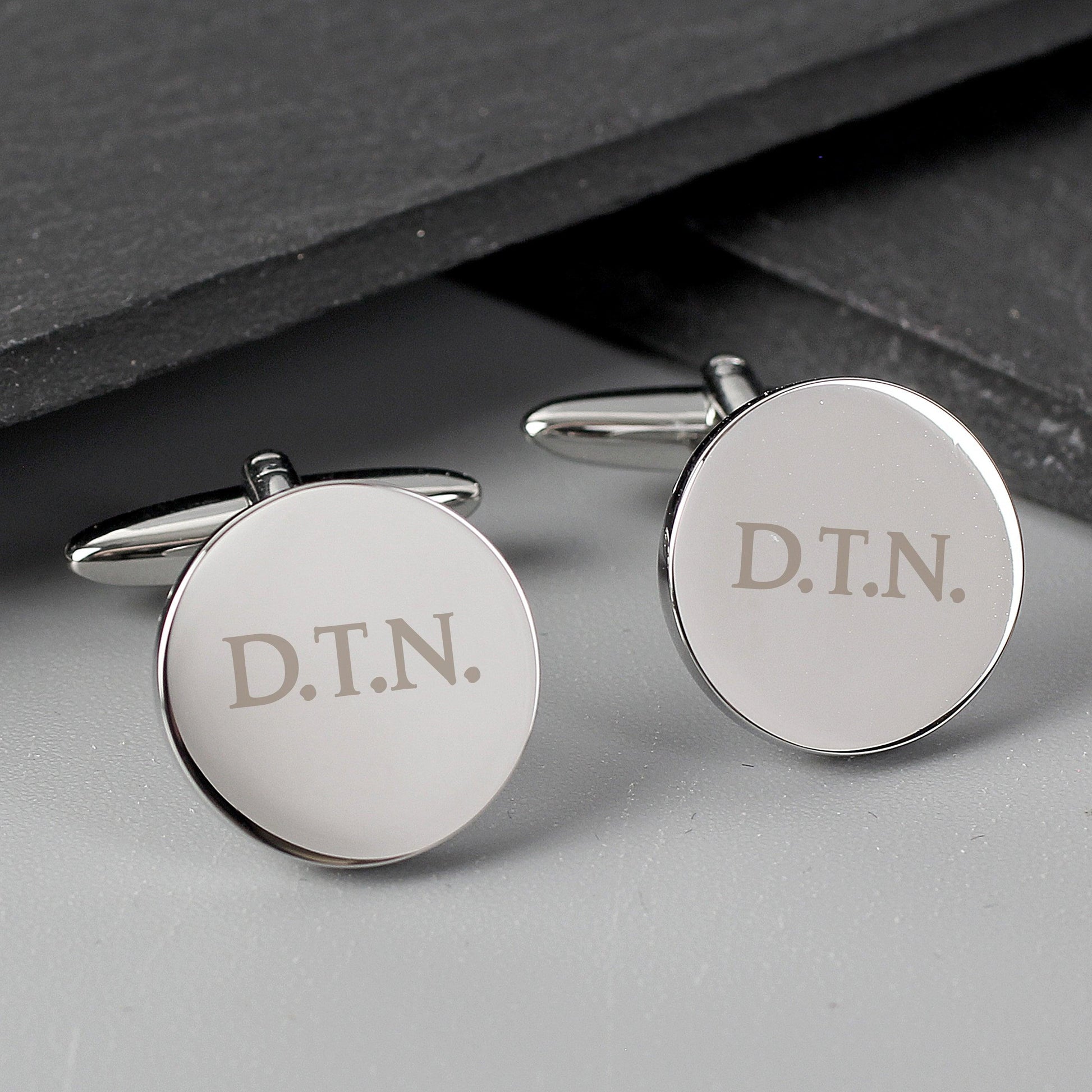 Personalised Round Initials Cufflinks With Box - Myhappymoments.co.uk