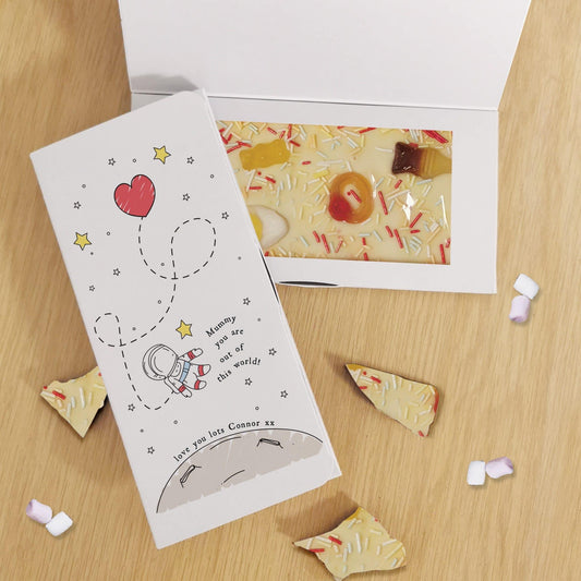 Personalised You Are Out Of This World White Chocolate Card