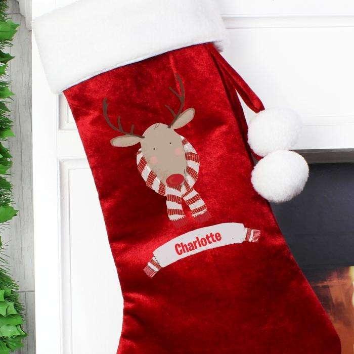 Personalised Retro Reindeer Luxury Christmas Stocking - Myhappymoments.co.uk