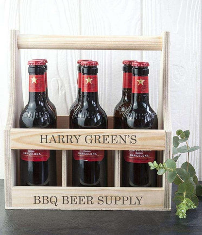 Personalised Wooden Beer Trug - Wooden Beer Carrier - Myhappymoments.co.uk