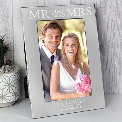 Personalised Mr & Mrs Silver Photo Frame 4x6 - Myhappymoments.co.uk