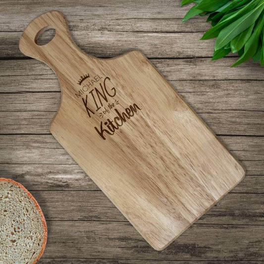 Personalised King of the Kitchen Paddle Chopping Board