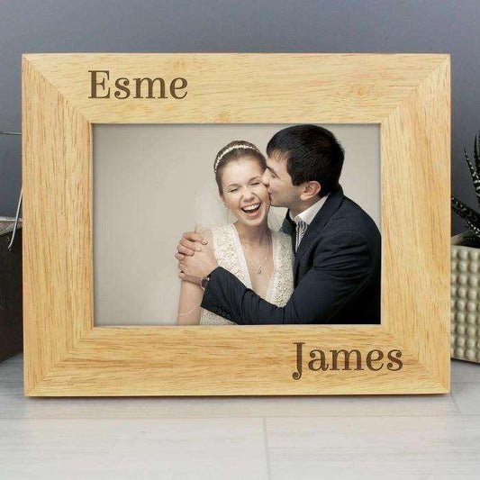 Personalised 7x5 Couples Wooden Photo Frame - Myhappymoments.co.uk