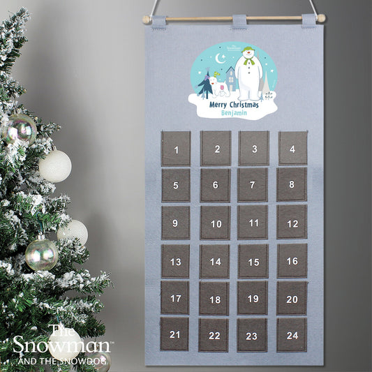 Personalised The Snowman and the Snowdog Pocket Advent Calendar In Silver Grey