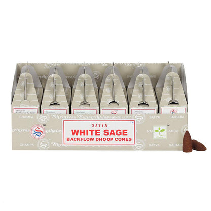 Box of 6 Satya White Sage Backflow Dhoop Cones