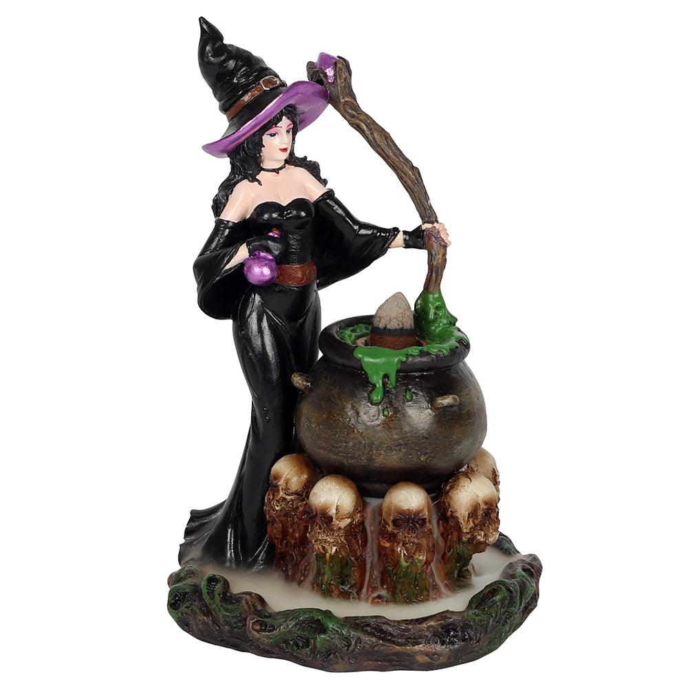 Witch with Skull Cauldron Backflow Incense Burner