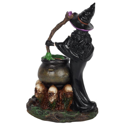 Witch with Skull Cauldron Backflow Incense Burner