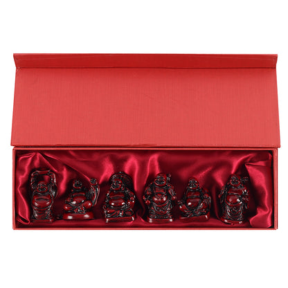 Box of 6 Red Resin Buddhas