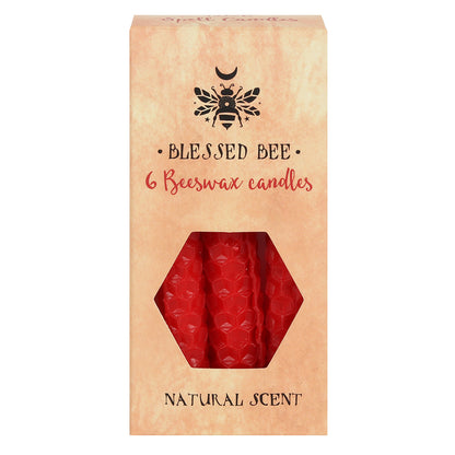 Set of 6 Red Beeswax Spell Candles