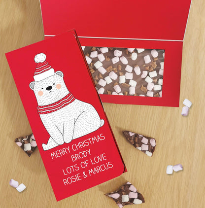 Personalised Polar Bear Letterbox Milk Chocolate Card