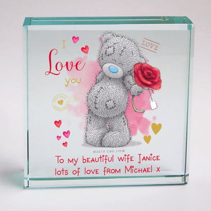 Personalised Me To You I Love You Glass Block