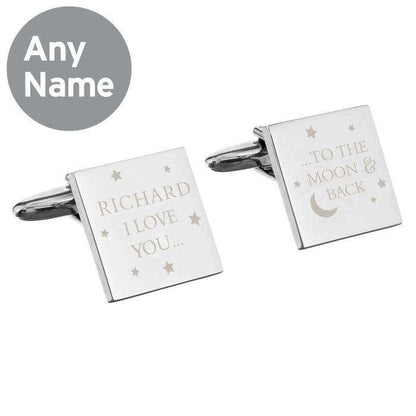 Personalised To the Moon and Back Square Cufflinks - Myhappymoments.co.uk