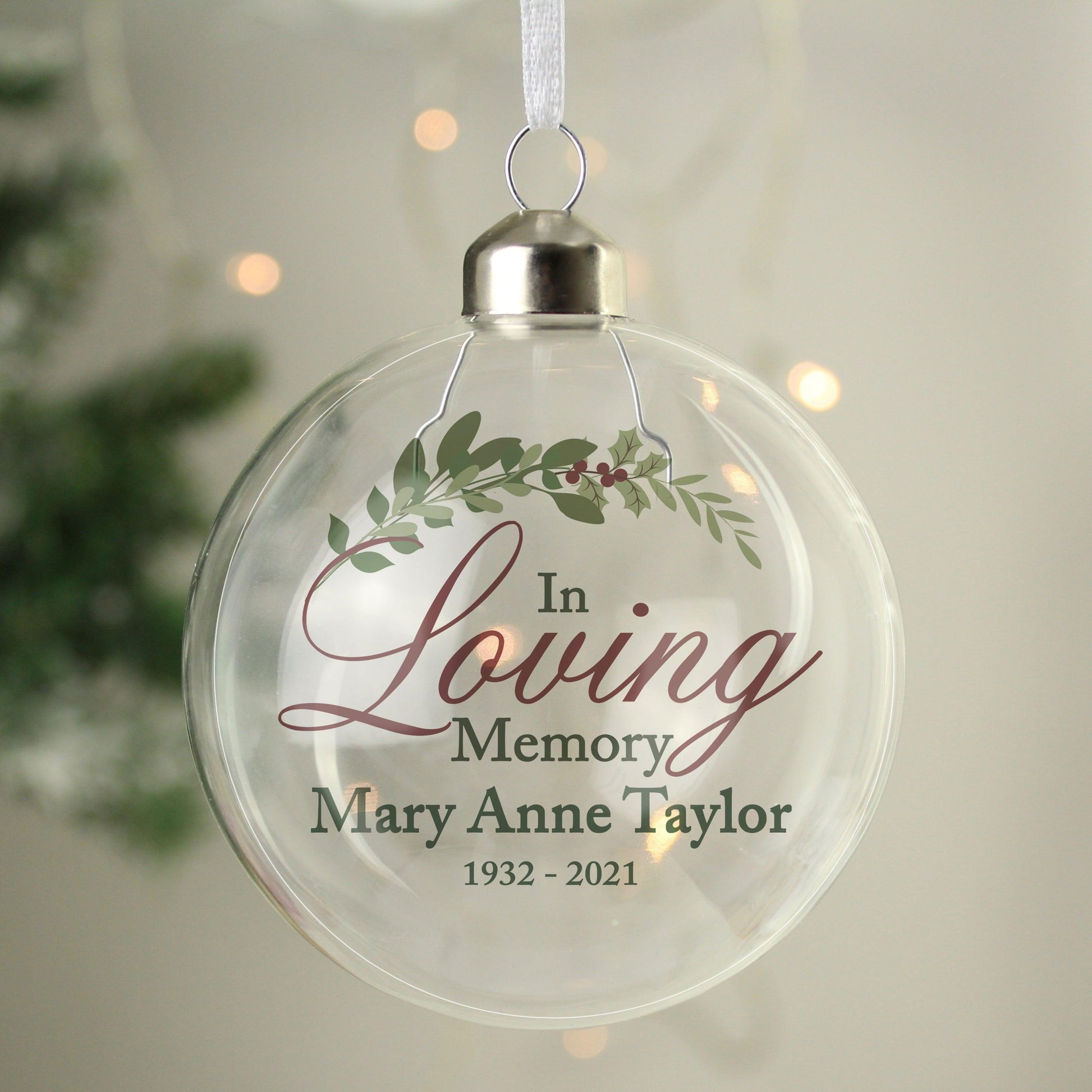 Personalised In Loving Memory Memorial Glass Bauble