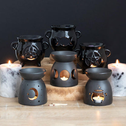 Black Mystical Moon Cut Out Oil Burner