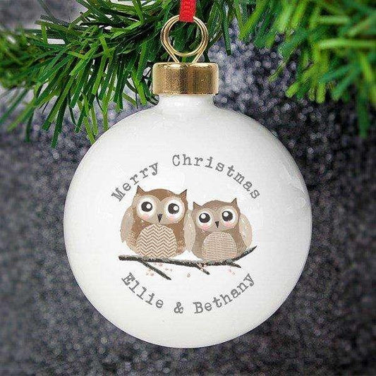 Personalised Woodland Owl Bauble - Myhappymoments.co.uk