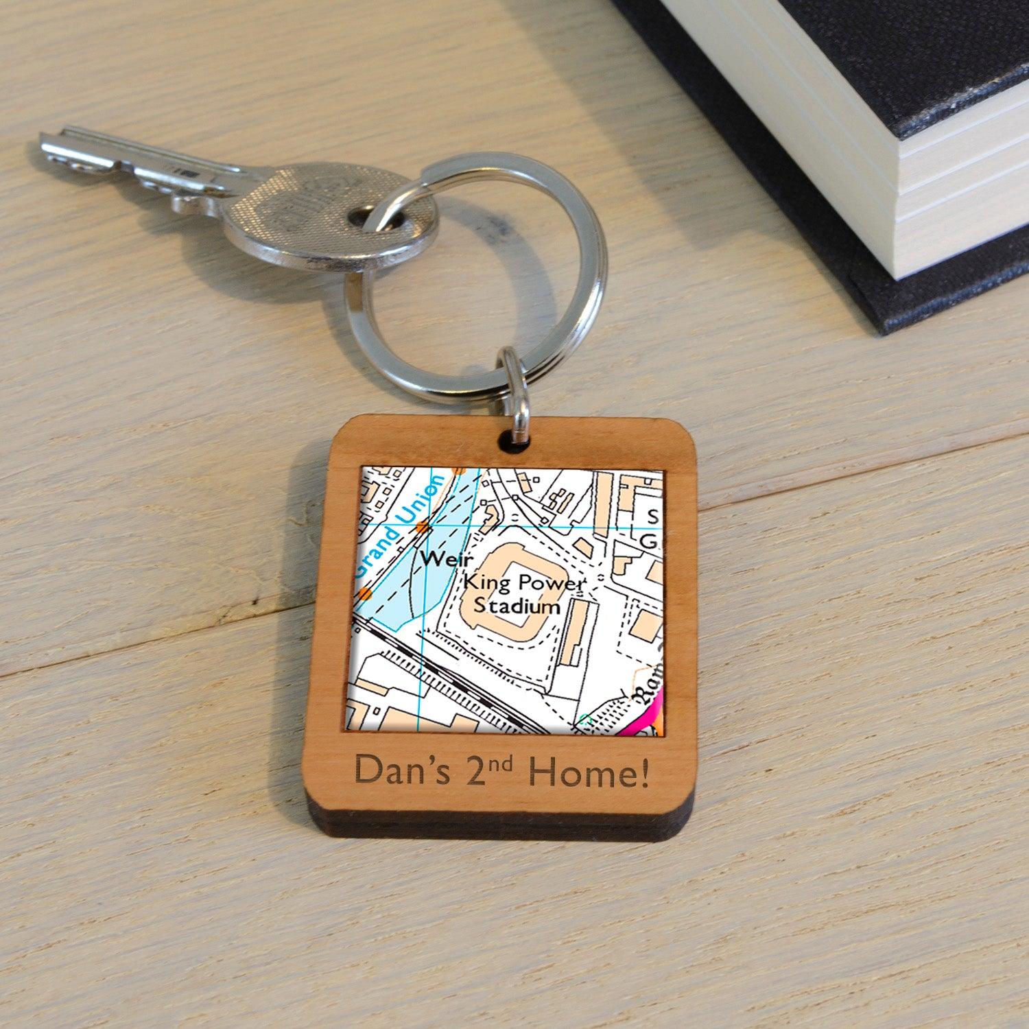 Football Stadium Map Wooden Keyring