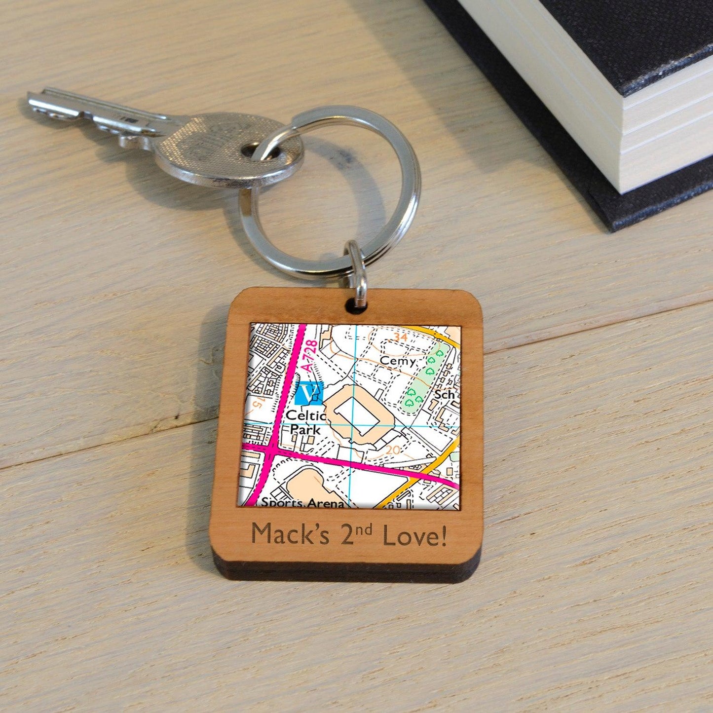 Football Stadium Map Wooden Keyring