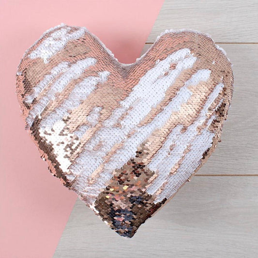 Reversible Sequin Heart Cushion