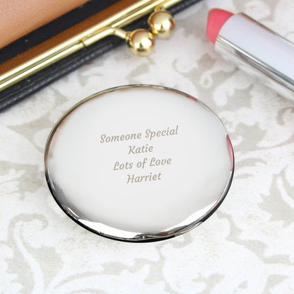 Personalised Silver Round Compact Mirror - Myhappymoments.co.uk