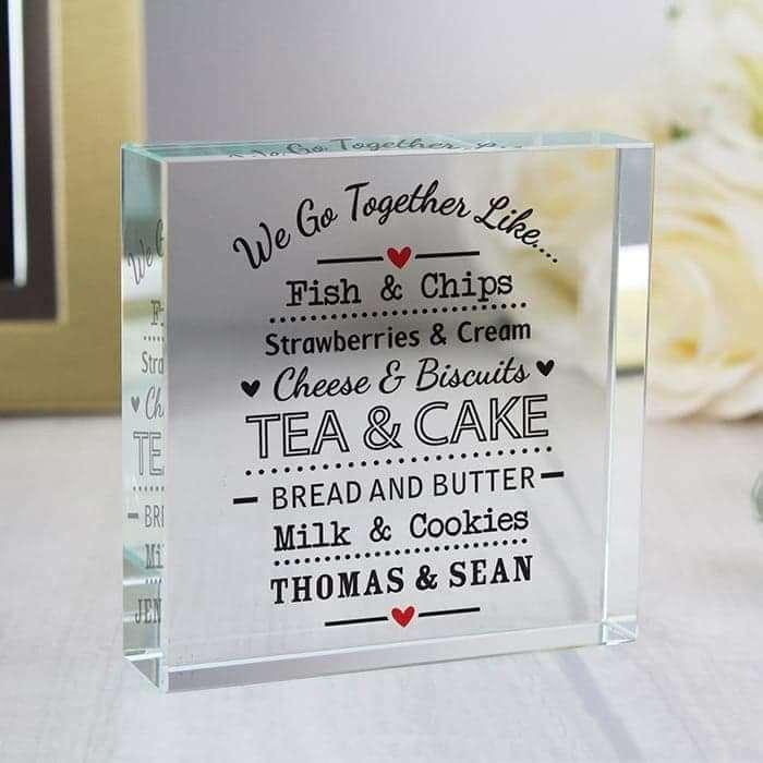 Personalised We Go Together Like... Large Crystal Token - Myhappymoments.co.uk