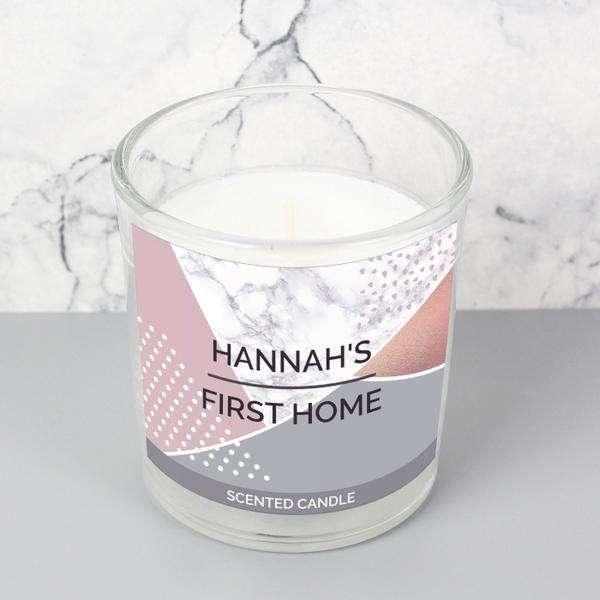 Personalised Geometric Scented Jar Candle - Myhappymoments.co.uk