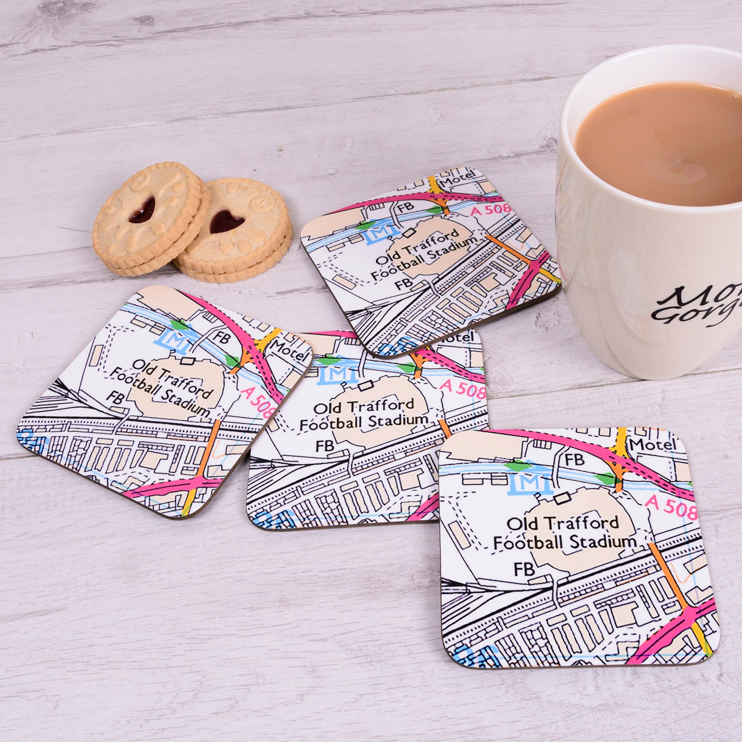 Football Club Stadium Map Set of 4 Coasters