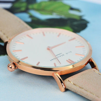 Elie Beaumont Ladies Personalised Leather Watch in Stone