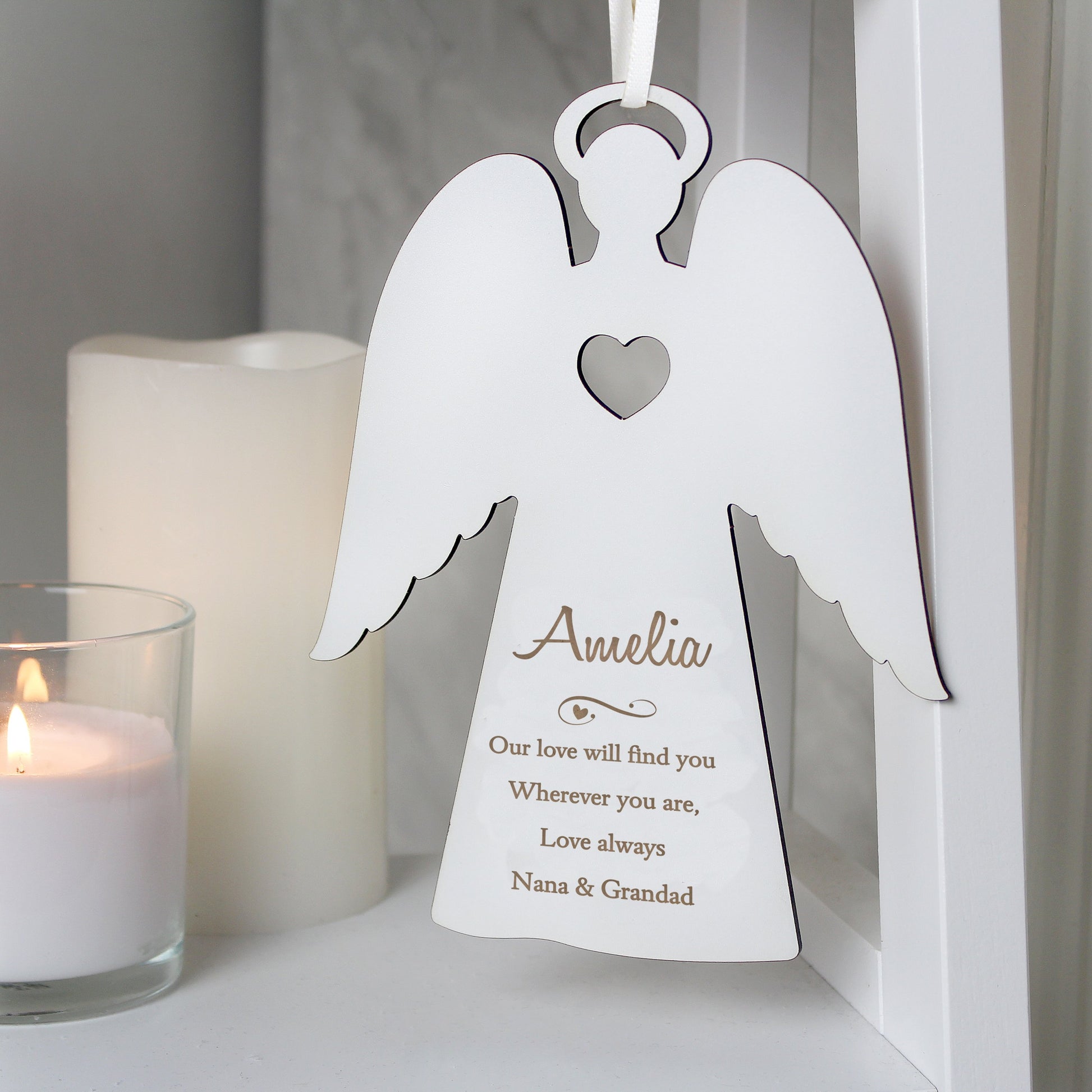 Personalised Message White Wooden Angel - Pukka Gifts