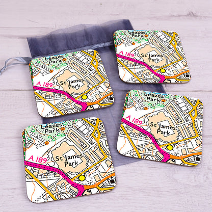 Football Club Stadium Map Set of 4 Coasters