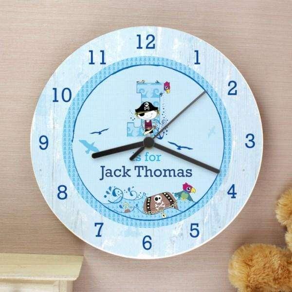 Personalised Pirate Shabby Chic Wooden Clock - Myhappymoments.co.uk