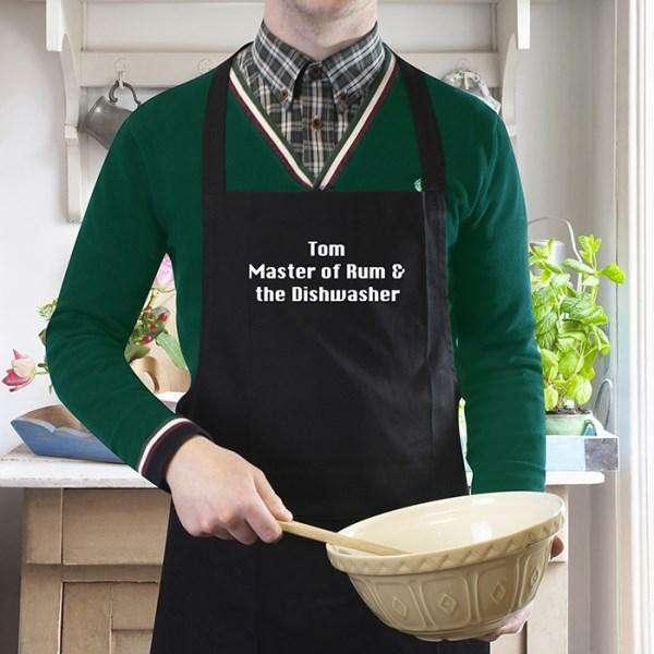 Personalised Black Apron - Myhappymoments.co.uk