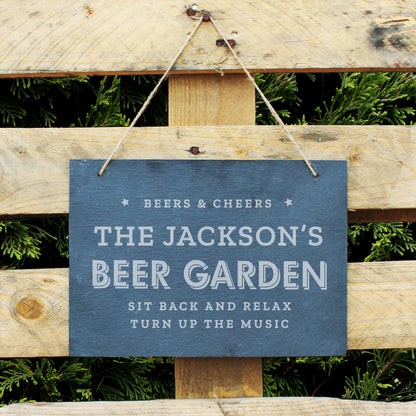 Personalised Beer Garden Hanging Large Slate Sign