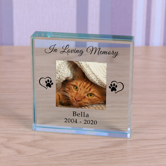 Personalised Cat Memorial Glass Token - In Loving Memory