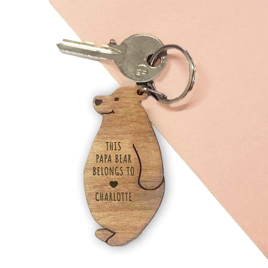 Personalised Papa Bear Keyring - Myhappymoments.co.uk