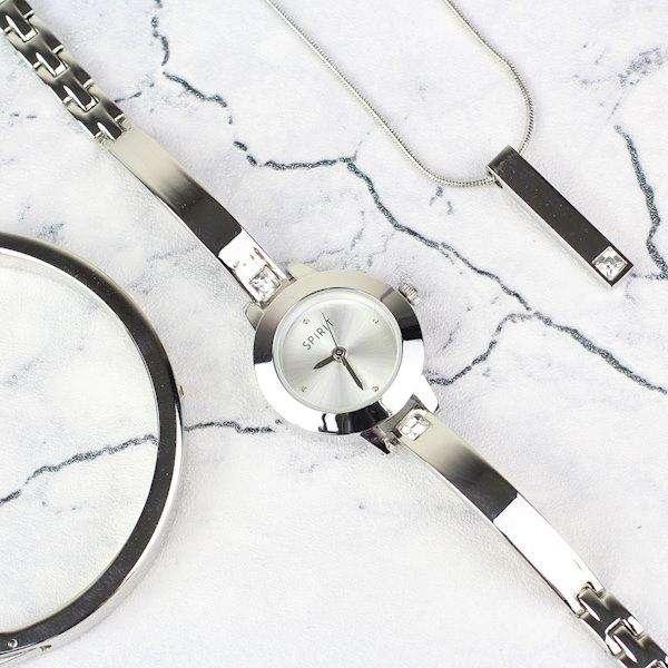 Personalised Ladies Watch Set: Engraved Watch, Bracelet and Necklace in Gift Box - Myhappymoments.co.uk