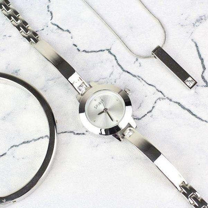 Personalised Ladies Watch Set: Engraved Watch, Bracelet and Necklace in Gift Box - Myhappymoments.co.uk