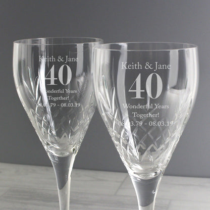 Personalised Anniversary Crystal Wine Glasses