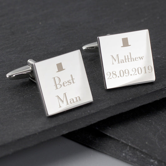 Personalised Best Man Square Cufflinks - Myhappymoments.co.uk