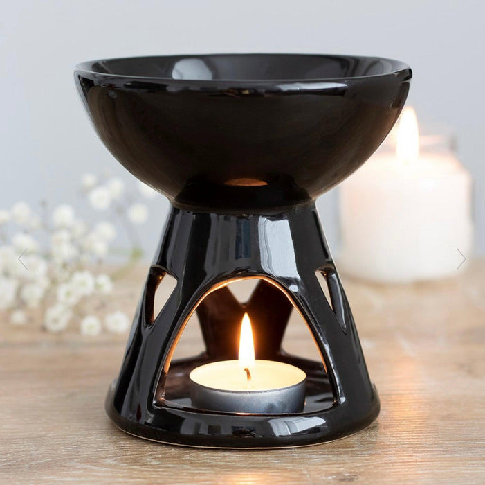 Geometric Black Deep Bowl Oil Burner