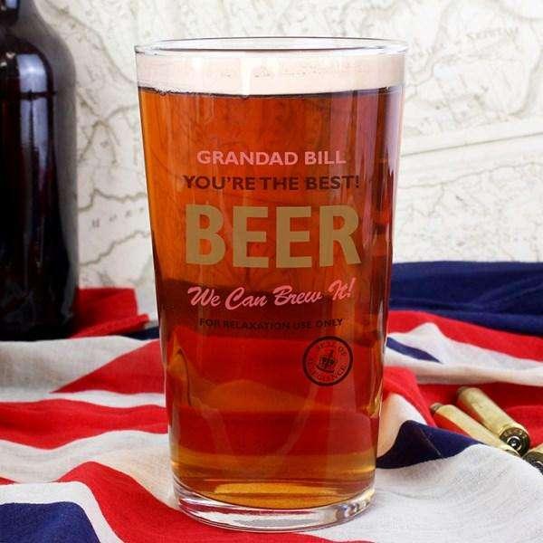 Personalised Nostalgia Pint Glass - Myhappymoments.co.uk