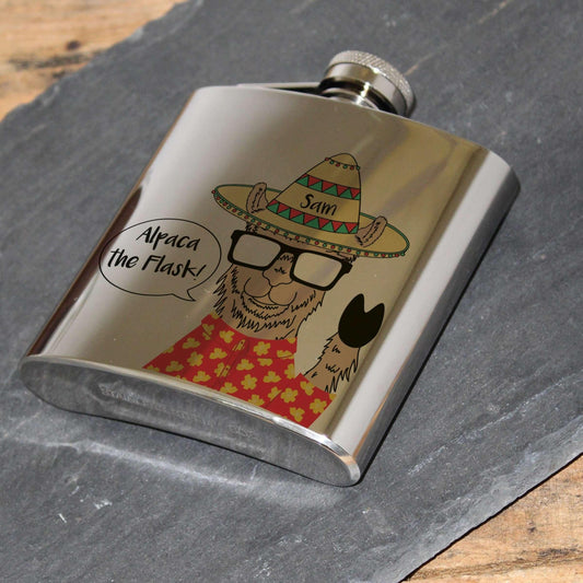 Personalised Alpaca Hip Flask - Myhappymoments.co.uk