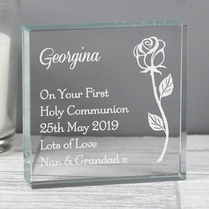 Personalised Rose Large Crystal Token - Myhappymoments.co.uk