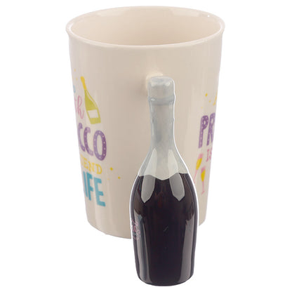 Pop the Prosecco Shaped Handle Ceramic Mug - Myhappymoments.co.uk